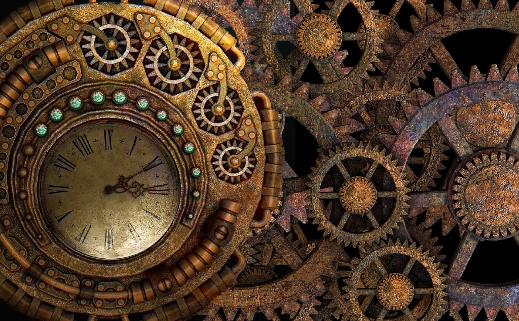 Steampunk clockwork and gears