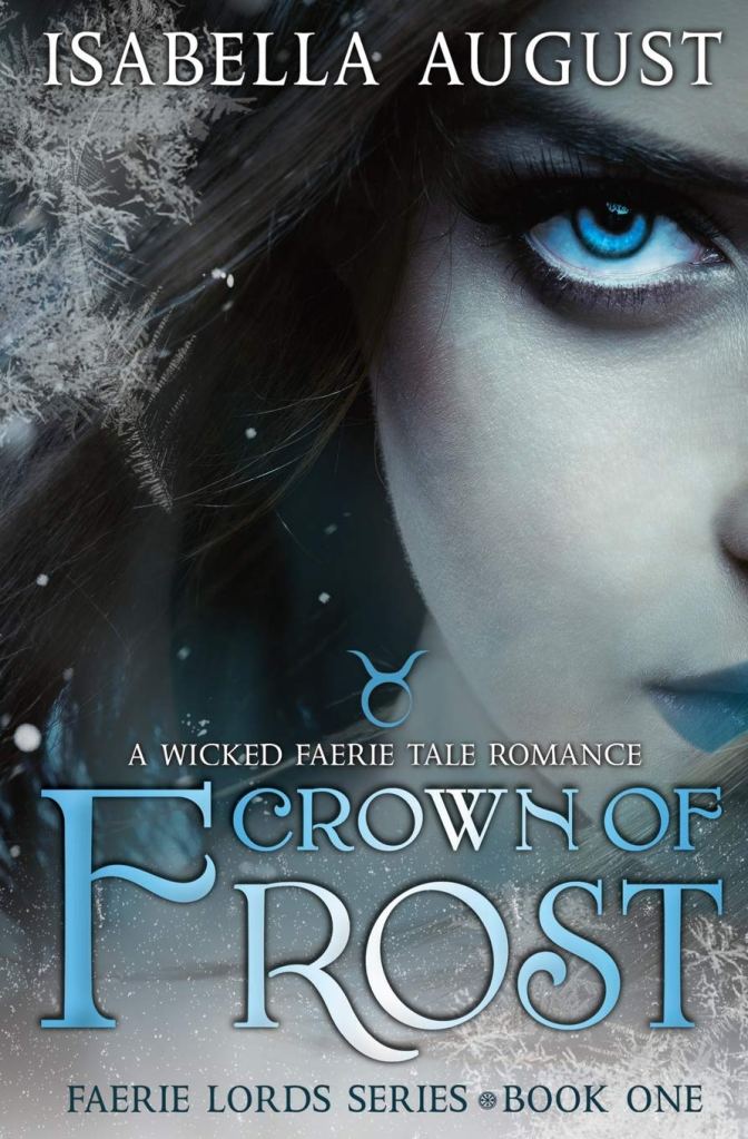 Paranormal romance book cover showing a pale woman with blue eyes and lips surrounded by ice