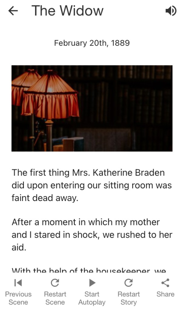 Screenshot from the immersive gothic horror story The Braden Banshee.