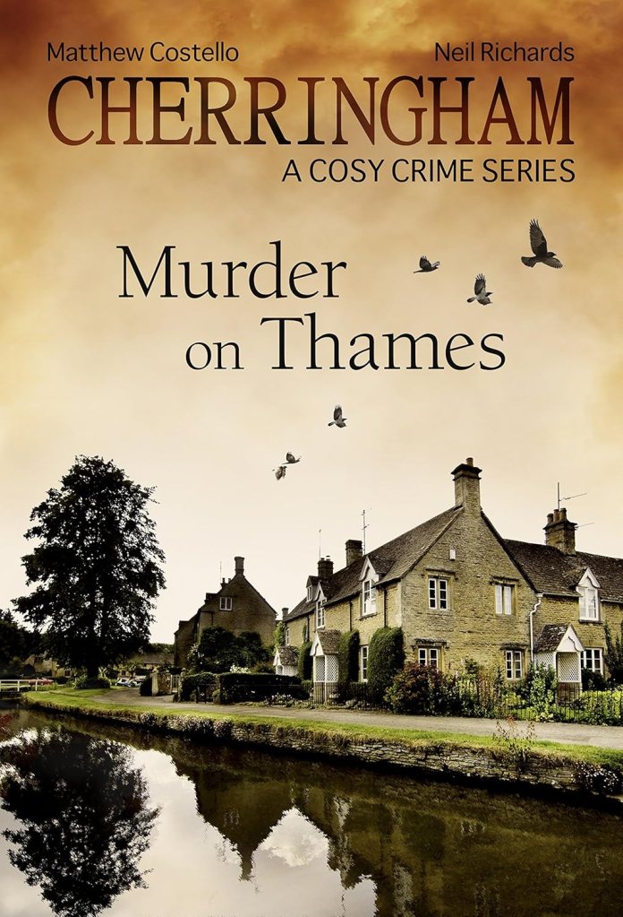 Cozy mystery book cover for Murder on Thames