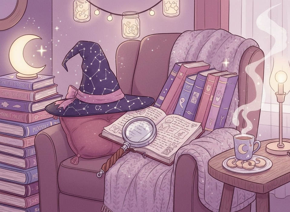 Paranormal cozy mystery scene